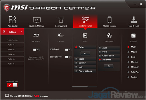 MSI Vortex G65VR 6RE SLI Dragon Center - Fan Speed Advanced 01