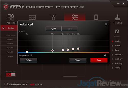 MSI Vortex G65VR 6RE SLI Dragon Center - Fan Speed Advanced 02