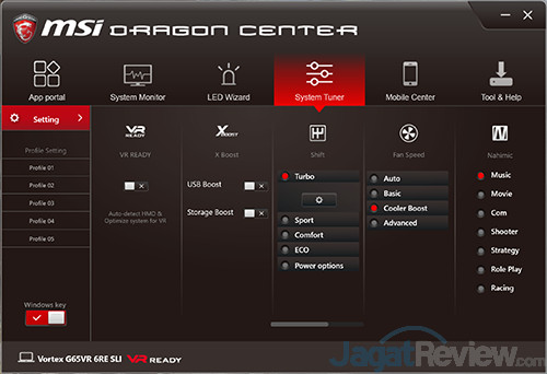 Review Mini PC Desktop: MSI Vortex G65VR 6RE SLI 8 MSI Vortex G65VR 6RE SLI Dragon Center - System Tuner Turbo 01