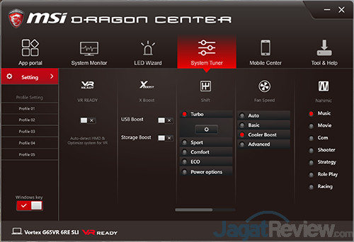 MSI Vortex G65VR 6RE SLI Dragon Center - System Tuner Turbo 01