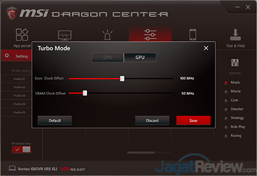 Review Mini PC Desktop: MSI Vortex G65VR 6RE SLI 11 MSI Vortex G65VR 6RE SLI Dragon Center - System Tuner Turbo 04