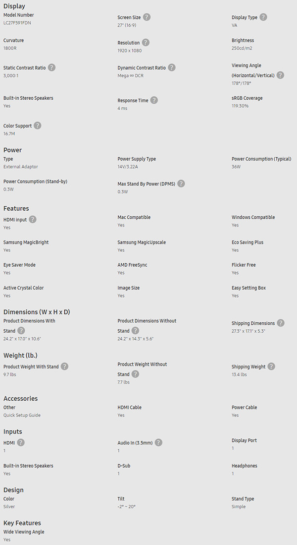 Samsung LC27F591FDNXZA Specification v2