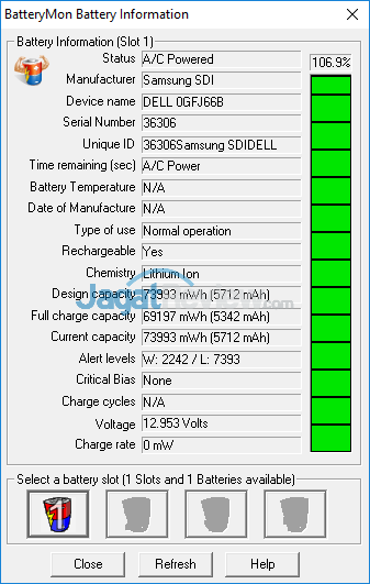Dell Inspiron 15 Gaming 7567 Battery Info
