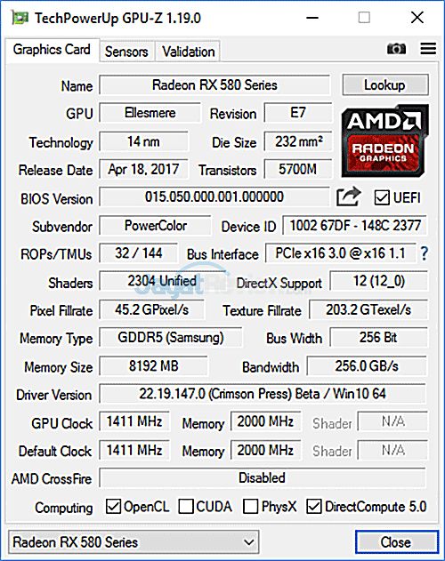 Review Graphics Card: Powercolor Red Devil RX 580 8GB GDDR5 Golden Sample 12 GPUZ-1-Silent-mode
