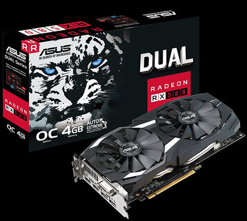 ASUS DUAL RX 580 4 GB OC Edition Gaming 1360 OC 1380 7000