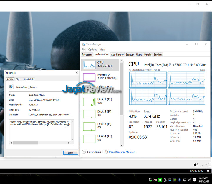 HP Spectre x360 MPCHC 4K QSV Off (Desktop Usage)