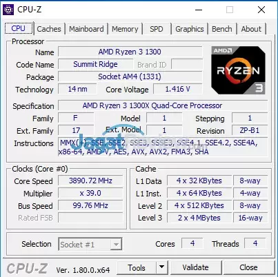 Hands-On Review Prosesor AMD Ryzen 3 9 Ryzen 3 1300X - CPUz - 01