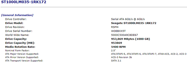 HP 15-bw072ax Storage