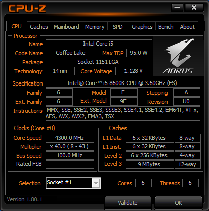 Review Prosesor Core i5-8600K CPUz - Core i5-8600K