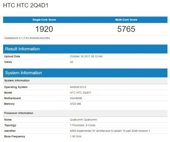 HTC U11 Plus Muncul di GFXBench dan Geekbench 1 HTC U11 Plus Muncul di GFXBench dan Geekbench
