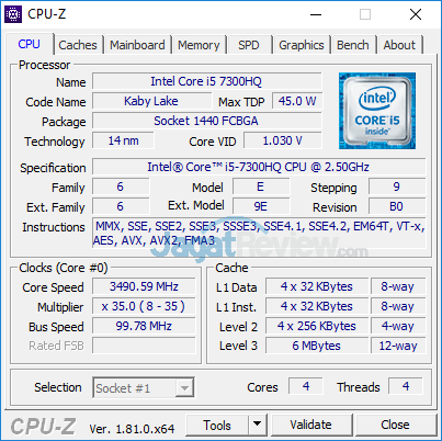 Review Gigabyte Sabre 15 Core i5: Laptop Gaming Murah dengan Keyboard RGB 2 Gigabyte Sabre 15 CPUZ 01