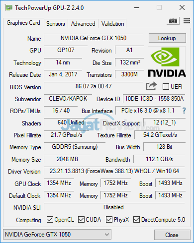 Gigabyte Sabre 15 GPUZ 01