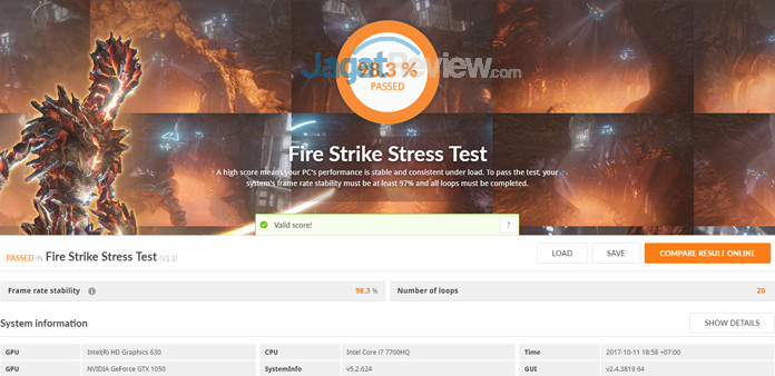 HP Omen 15 ce085TX 3DMark Fire Strike Stress Test