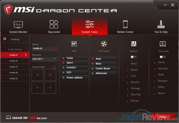 MSI GE63VR 7RF Dragon Center 05