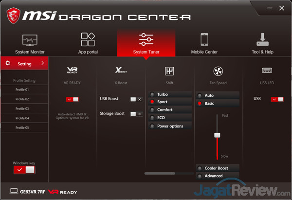 MSI GE63VR 7RF Dragon Center 10