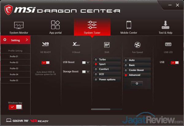 MSI GE63VR 7RF Dragon Center 11