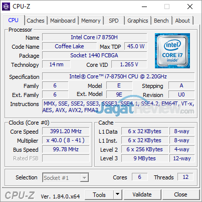 Review Gigabyte Aero 15X v8: Kencang, Tipis, dan Terjangkau dengan Core i7 8750H 2 Gigabyte Aero 15X v8 CPUZ 01