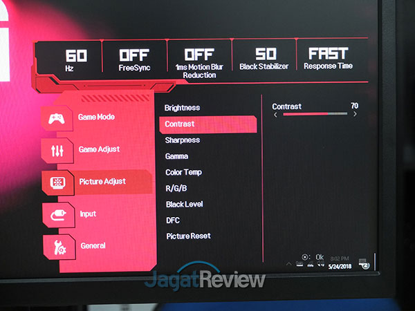 Hands-On Review: Monitor LG 27GK750F-B 18 Picture Adjust Contrast