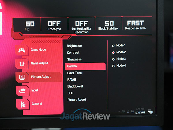 Hands-On Review: Monitor LG 27GK750F-B 20 Picture Adjust Gamma