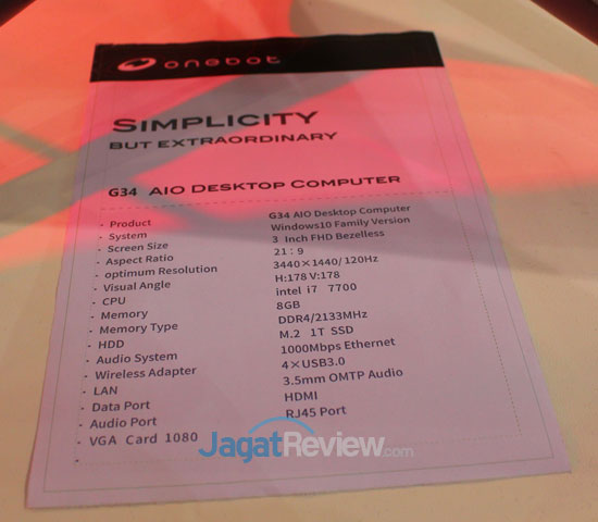 Onebot, AIO PC Milik Colorful yang Turut Mejeng di Computex 2018 10 G34 Specs