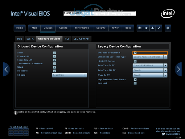 Intel NUC8i7HVK 06 BIOS Devices Onboard Devices