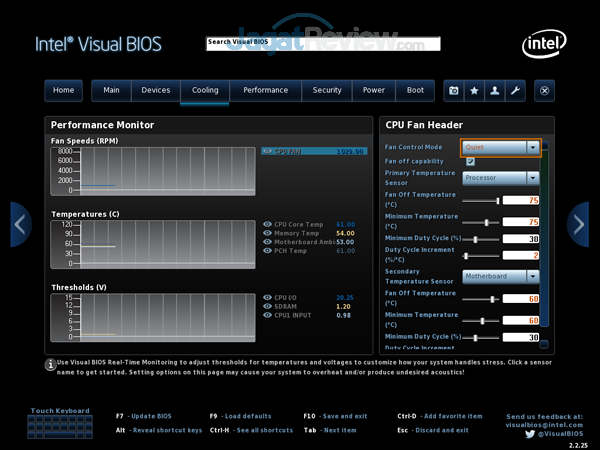 Intel NUC8i7HVK 15 BIOS Cooling Quiet