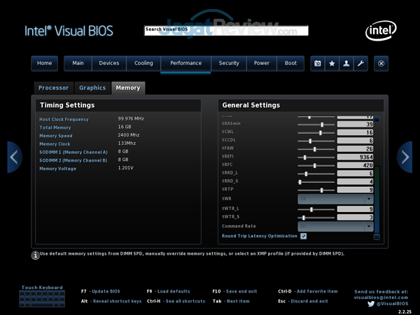 Intel NUC8i7HVK 20 BIOS Performance Memory