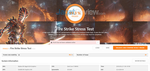 Intel NUC8i7HVK 3DMark Fire Strike Stress Test Fan Balanced