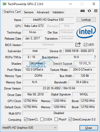 Review Intel NUC8i7HVK Intel NUC8i7HVK GPUZ 02