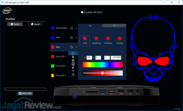 Intel NUC8i7HVK LED Manager 10