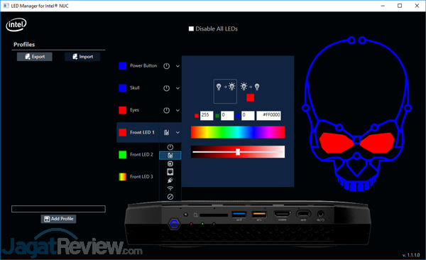 Intel NUC8i7HVK LED Manager 11