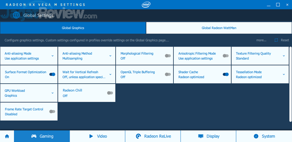 Intel NUC8i7HVK Radeon Settings 03