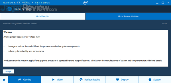 Intel NUC8i7HVK Radeon Settings 04