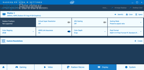 Intel NUC8i7HVK Radeon Settings 12
