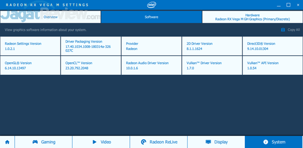 Intel NUC8i7HVK Radeon Settings 14