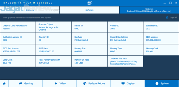 Intel NUC8i7HVK Radeon Settings 15