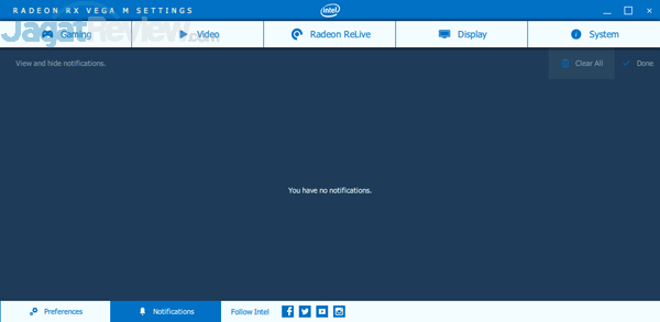 Intel NUC8i7HVK Radeon Settings 17