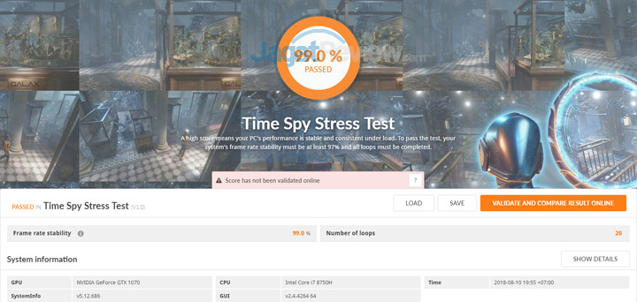 ASUS ROG GL504GS 3DMark Time Spy Stress Test