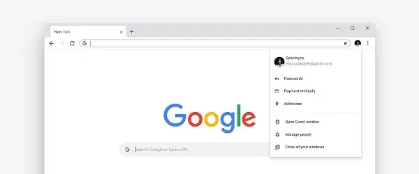 Google Chrome Material Design 2 Menu