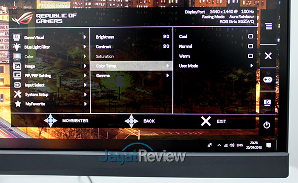 Hands-On Review Monitor: ASUS ROG STRIX XG35VQ 5 03 Color Color Temp