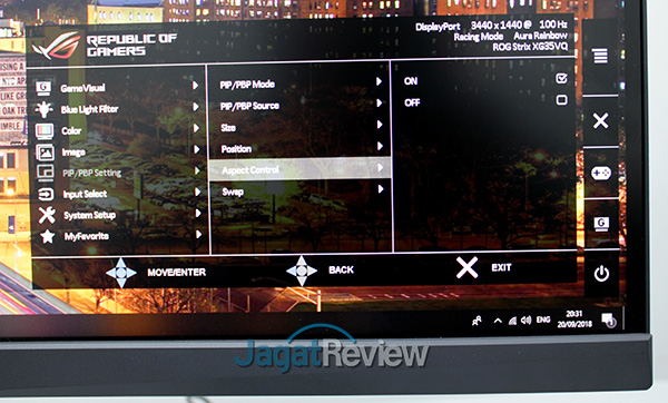 Hands-On Review Monitor: ASUS ROG STRIX XG35VQ 9 05 Image Aspect Control