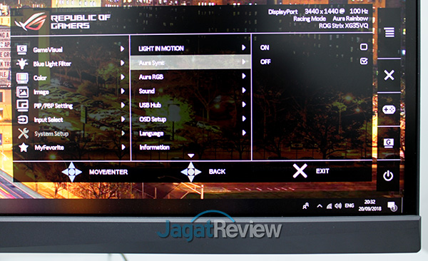 Hands-On Review Monitor: ASUS ROG STRIX XG35VQ 19 07 System Setup Aura Sync
