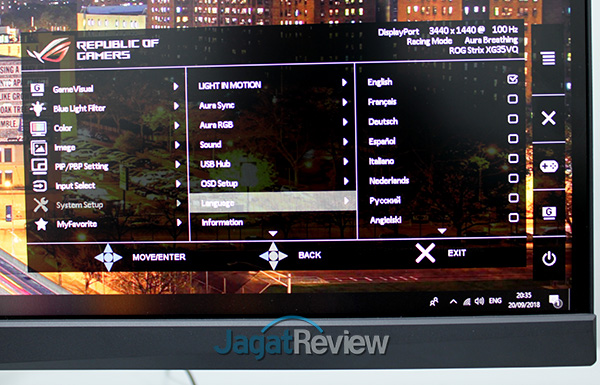 Hands-On Review Monitor: ASUS ROG STRIX XG35VQ 17 07 System Setup Language