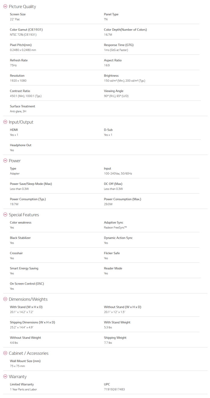 Hands-On Review Monitor: LG 22MK400H 2 Specs 1