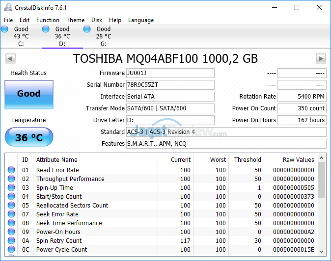 Acer Predator Helios 500 AMD Crystal Disk Info HDD