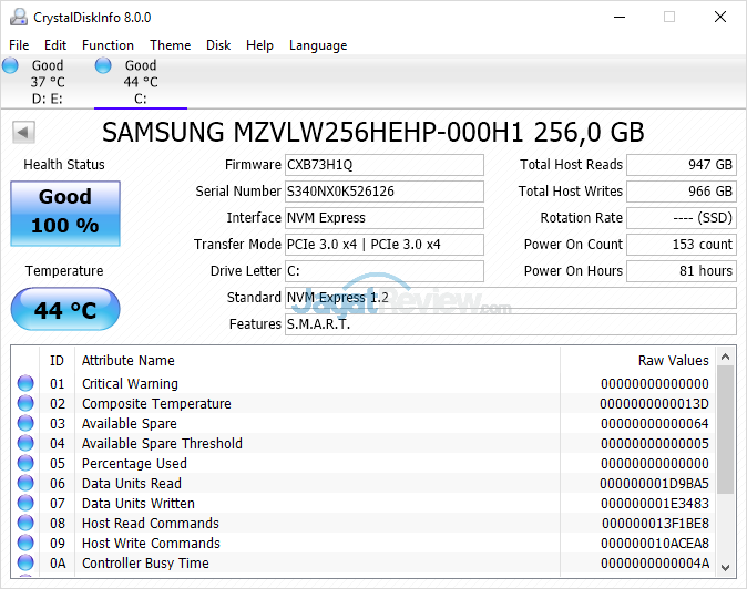 Review Laptop Gaming: Omen by HP 15-dc0037TX 30 Omen by HP 15 dc0037tx Crystal Disk Info SSD