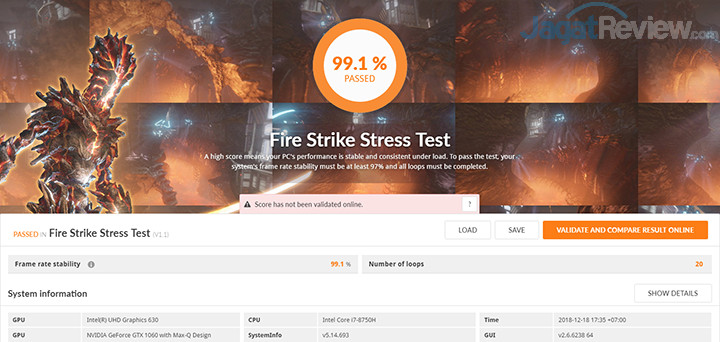 Dell G7 15 7588 3DMark Fire Strike Stress Test