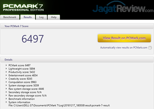 Dell G7 15 7588 PCMark 7