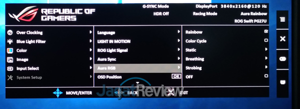 Hands-On Review Monitor: ASUS ROG SWIFT PG27UQ 15 System Setup Aura RGB
