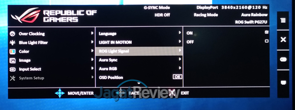 Hands-On Review Monitor: ASUS ROG SWIFT PG27UQ 12 System Setup ROG Light Signal
